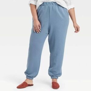 Women’s Plus Size High-Rise Ottoman Jogger Pants - A New Day - Blue - Size 3X